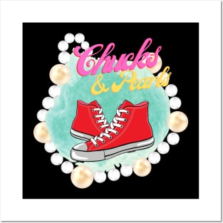 Converse and pearls SNEAKERS, Chucks and pearls Posters and Art